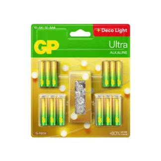 KAMPANJ GP Ultra Alkaline 12xAA + 12xAAA Batterier + Ljusslinga
